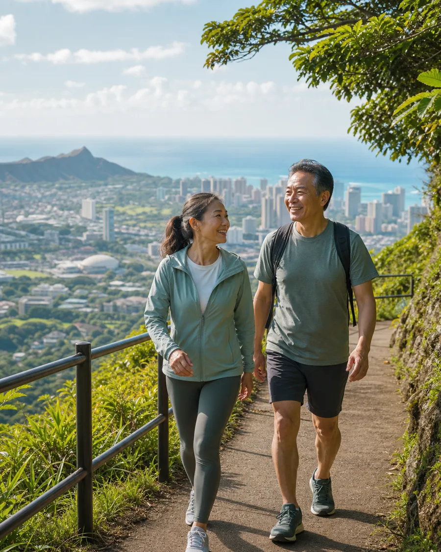 Chinese Malaysian adult in an aspirational active setting